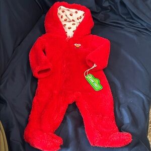 Adorable Red Elmo Sesame Street Fleece Kids Footie Onsie 3-6 month